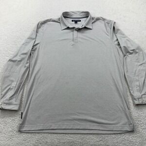 Mizzen+Main Classic Long Sleeve Polo Shirt Men's Size L Gray Performance Fabric